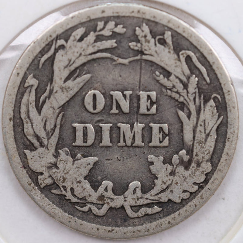 1911 Barber Silver Dime, Very Good Circulated Coin, Store Sale