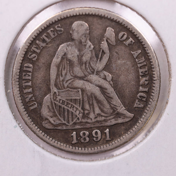 1891-S Seated Liberty Silver Dime., V.F., Store Sale #18977