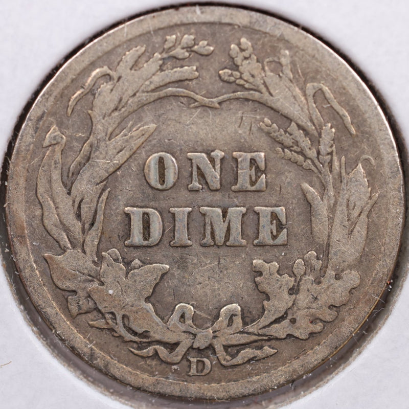 1914-D Barber Silver Dime, Very Good Circulated Coin, Store Sale