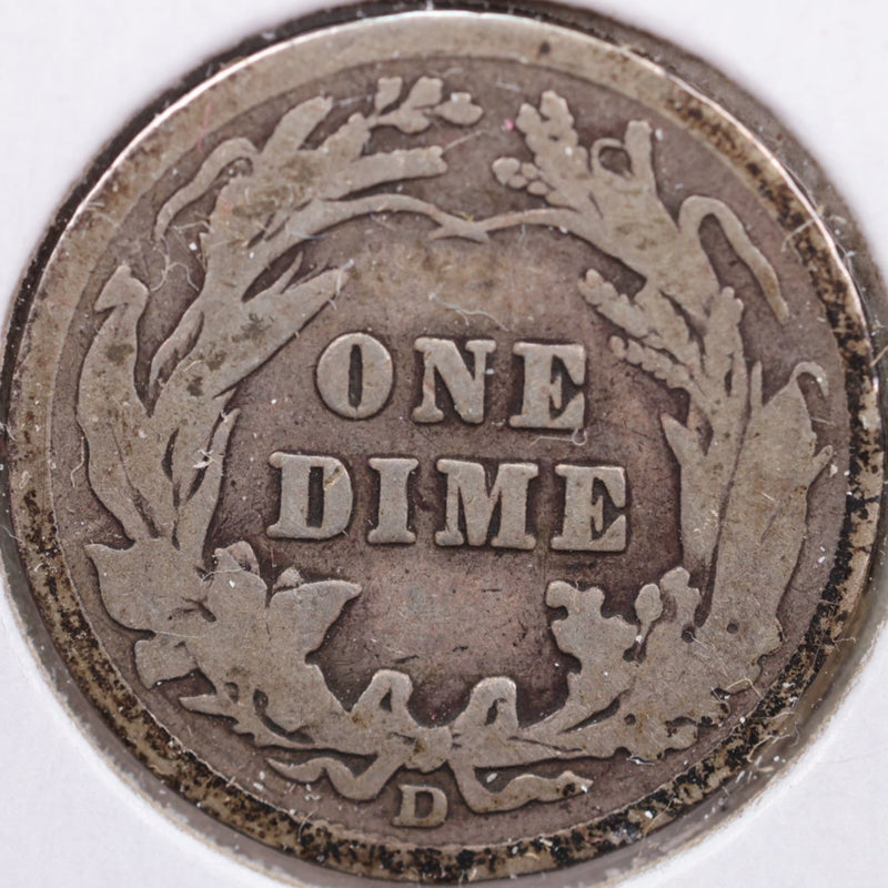 1914-D Barber Silver Dime, Very Good Circulated Coin, Store Sale