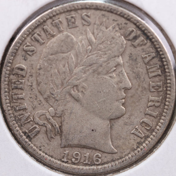 1916 Barber Silver Dime, Extra Fine Circulated Coin, Store Sale #d916.01