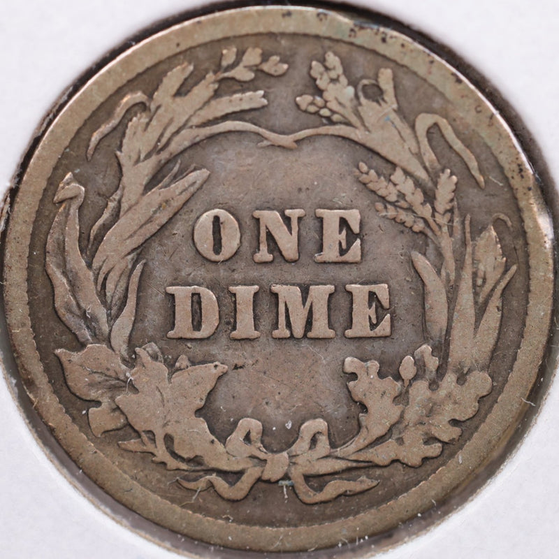 1916 Barber Silver Dime, Very Good Circulated Coin, Store Sale