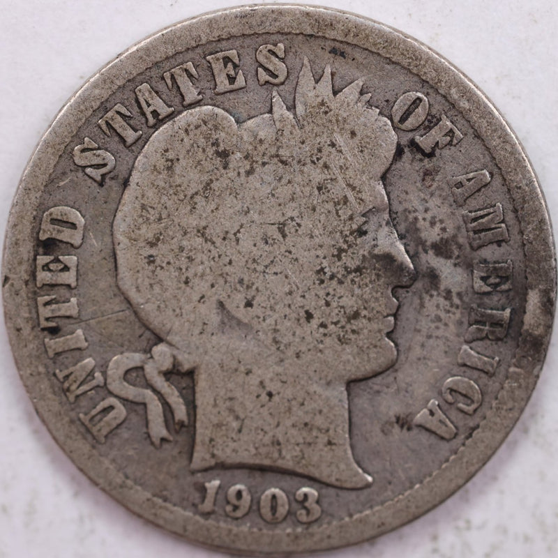 1903-O Barber Silver Dime, Very Good Circulated Coin, Store