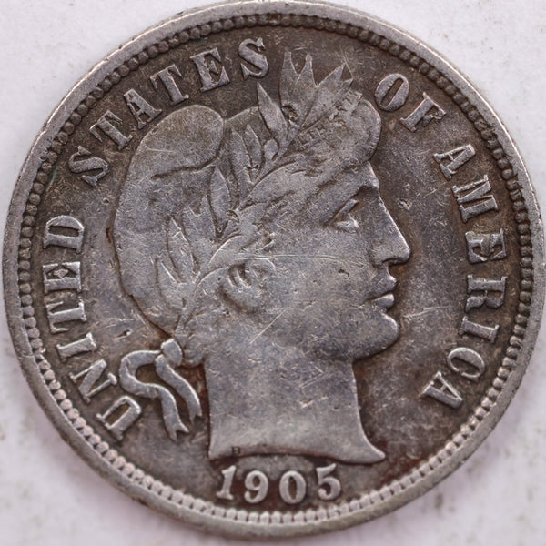 1905-O Barber Silver Dime, Fine Circulated Coin, Store #d905N01