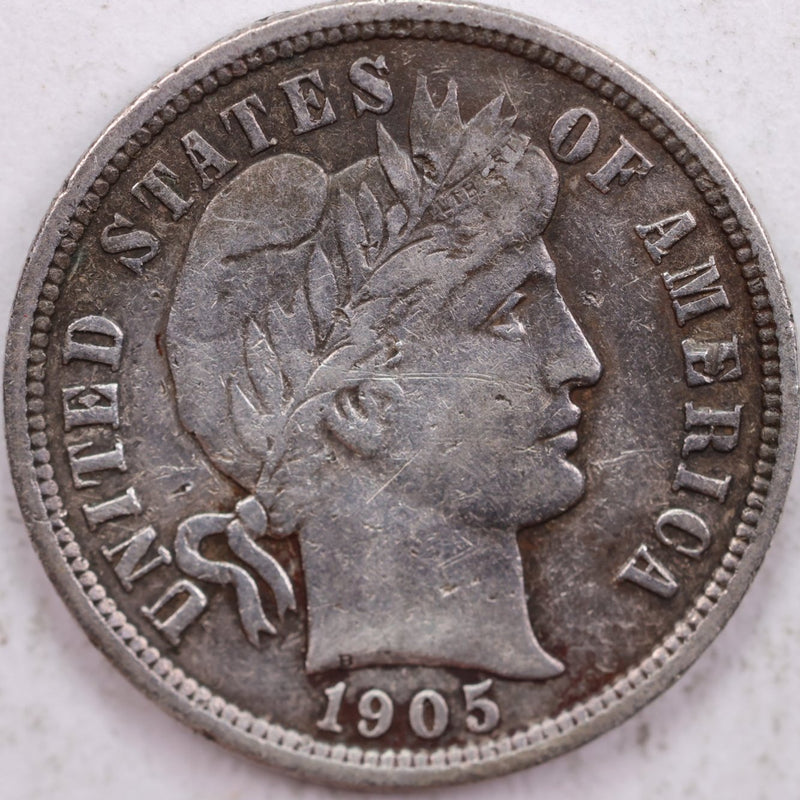 1905-O Barber Silver Dime, Fine Circulated Coin, Store