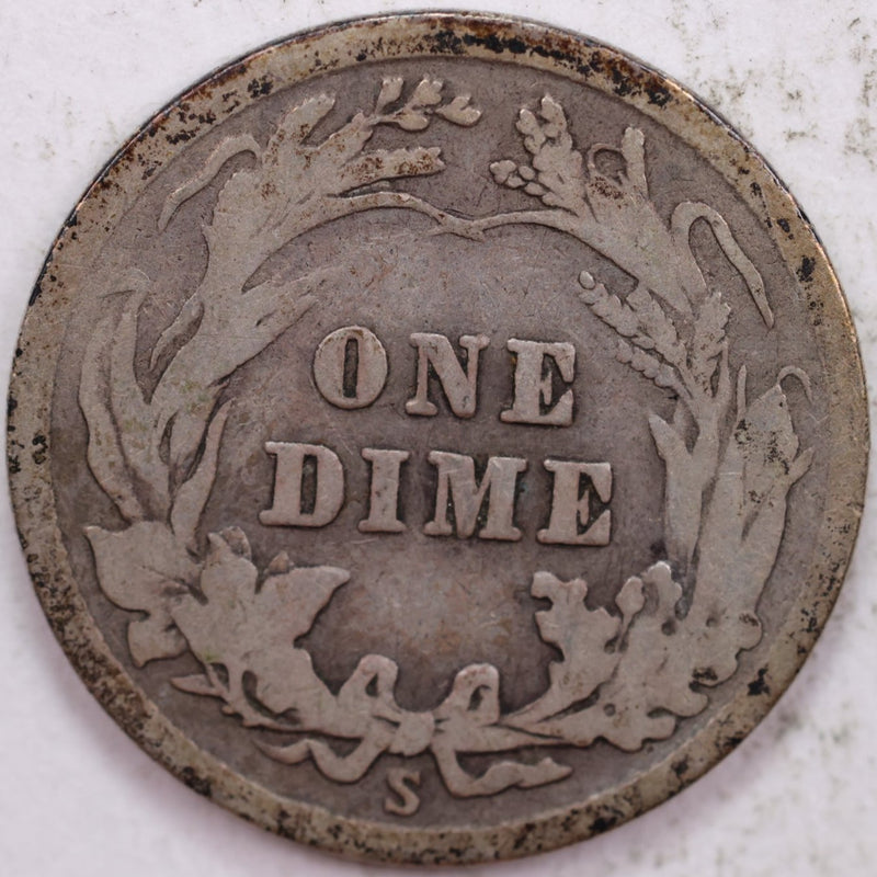 1915-S Barber Silver Dime, Very Good Circulated Coin, Store