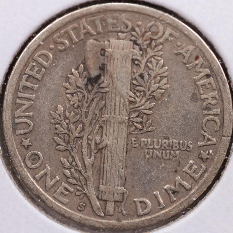 1917-S Mercury Silver Dime, Fine Circulated Coin, Store