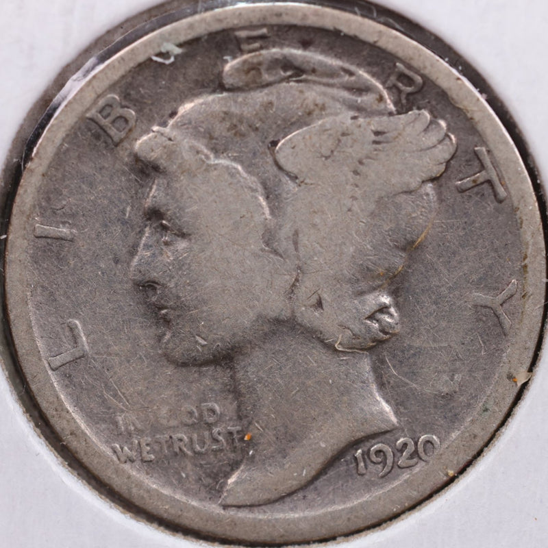 1920 Mercury Silver Dime, Very Good Circulated Coin, Store