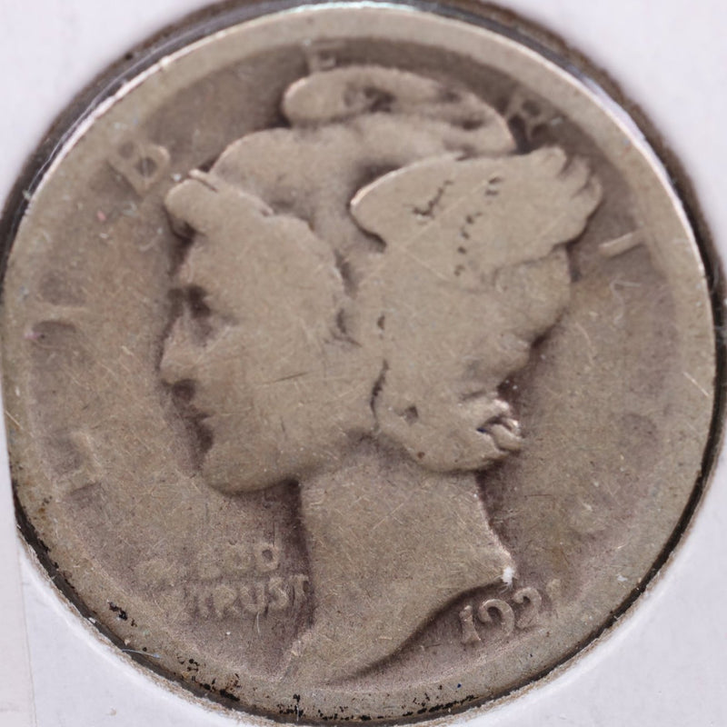 1921 Mercury Silver Dime, Fine Circulated Coin, Store