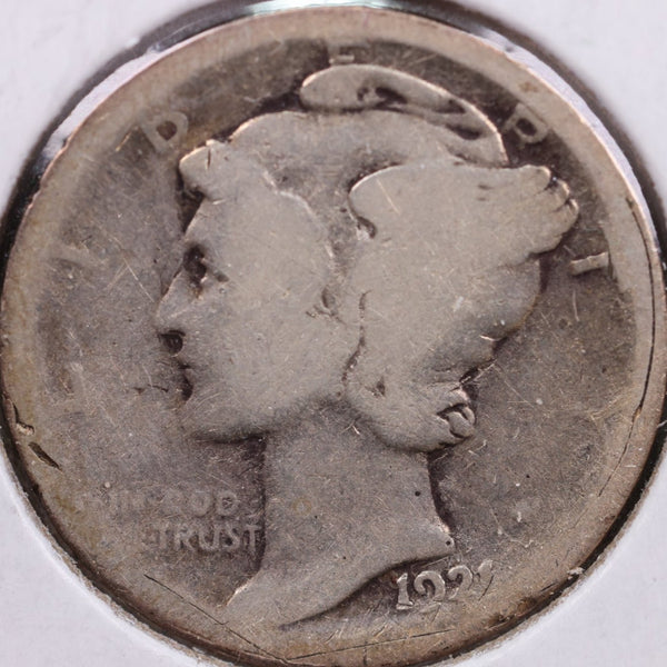 1921 Mercury Silver Dime, Good Circulated Coin, Store #DE0020