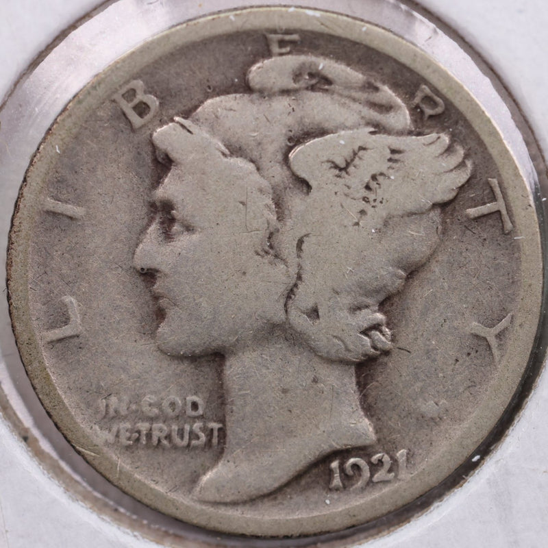 1921 Mercury Silver Dime, Fine Circulated Coin, Store