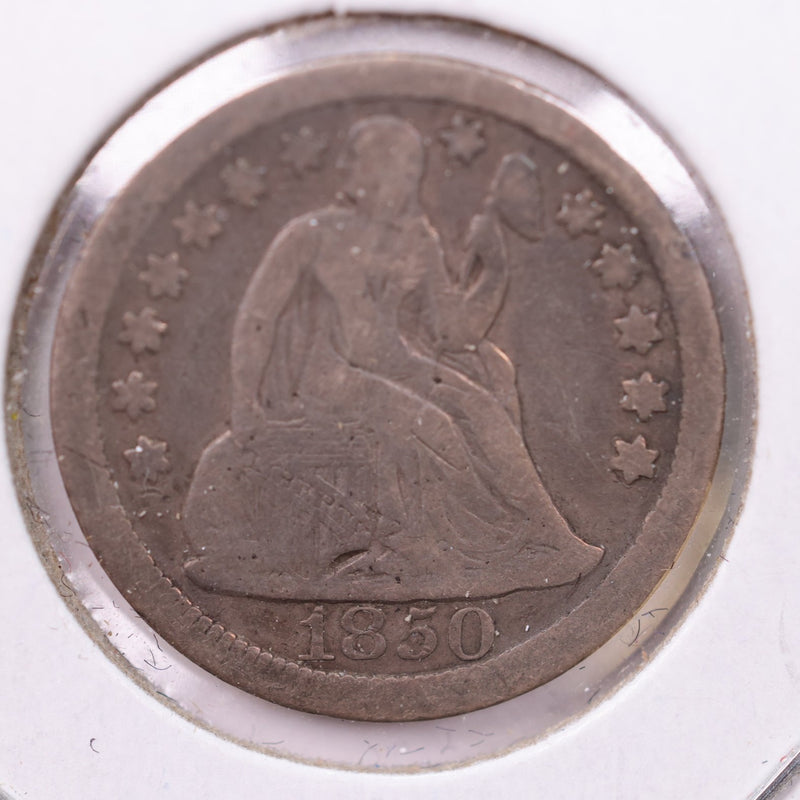 1850 Seated Liberty Silver Dime., V.F., Store Sale