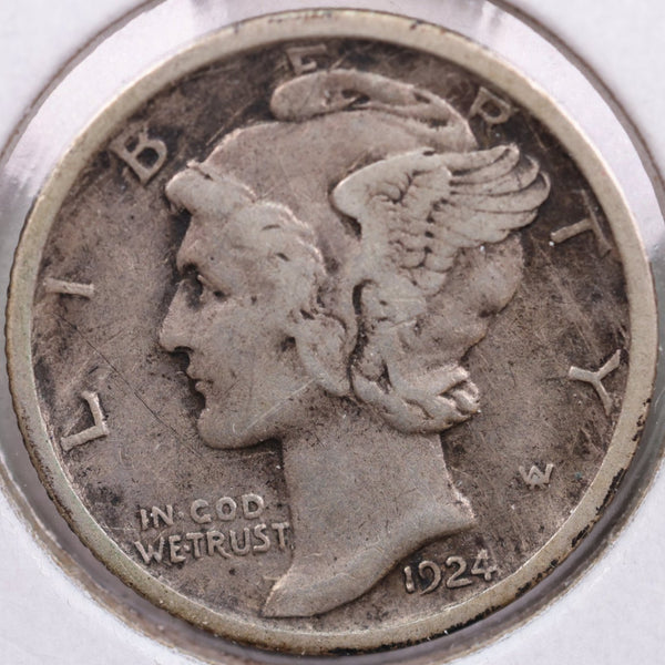 1924-S Mercury Silver Dime, Extra Fine Circulated Coin, Store #DE0032