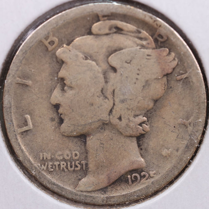 1925-S Mercury Silver Dime, Very Good Circulated Coin, Store