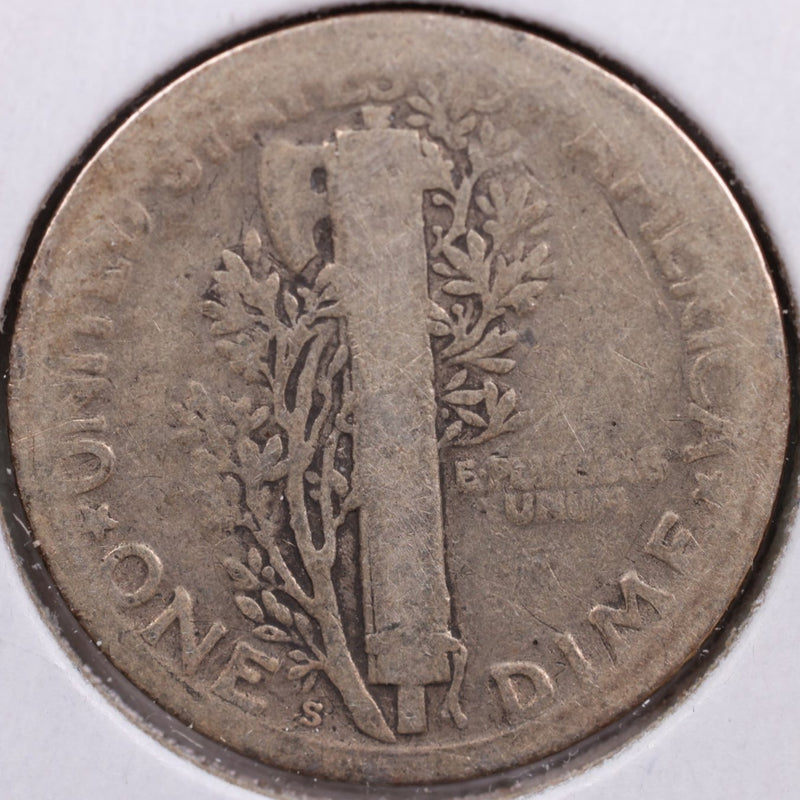 1925-S Mercury Silver Dime, Very Good Circulated Coin, Store