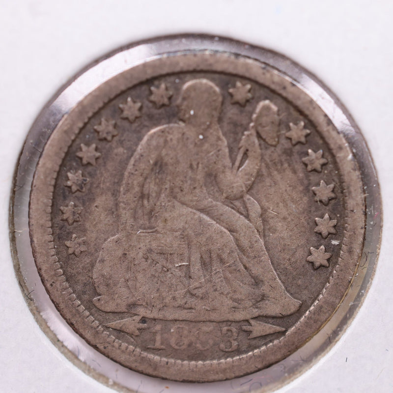 1853-O Seated Liberty Silver Dime., V.F. Details., Store Sale