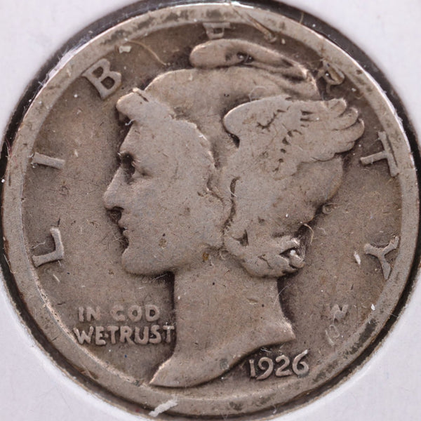 1926 Mercury Silver Dime, Fine Circulated Coin, Store #DE0037