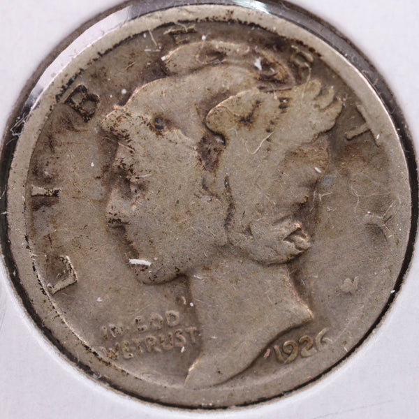 1926-D Mercury Silver Dime, Good Circulated Coin, Store #DE0039