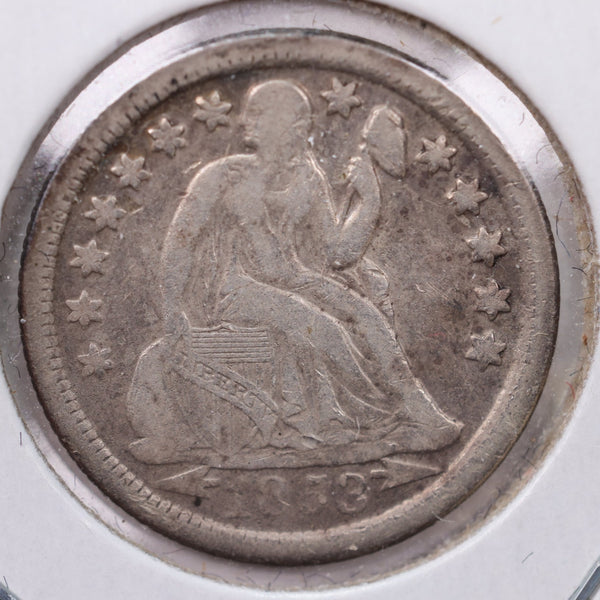 1853-O Seated Liberty Silver Dime., V.F. +., Store Sale #19045