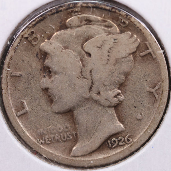 1926-S Mercury Silver Dime, Fine Circulated Coin, Store #DE0040