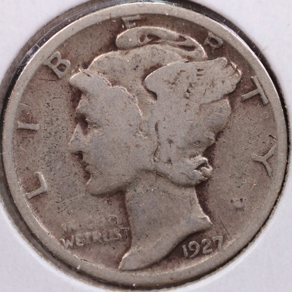 1927 Mercury Silver Dime, Fine Circulated Coin, Store #DE0041