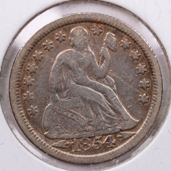 1854 Seated Liberty Silver Dime., X.F., Store Sale #19047