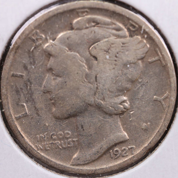 1927 Mercury Silver Dime, Very Fine Circulated Coin, Store #DE0042