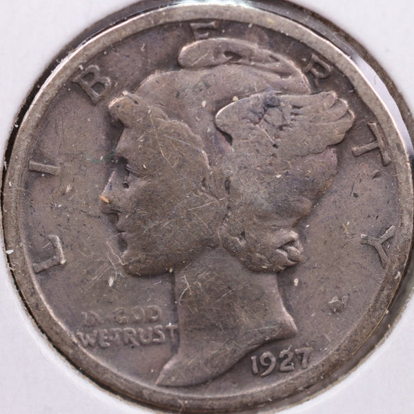 1927 Mercury Silver Dime, Fine Circulated Coin, Store #DE0043