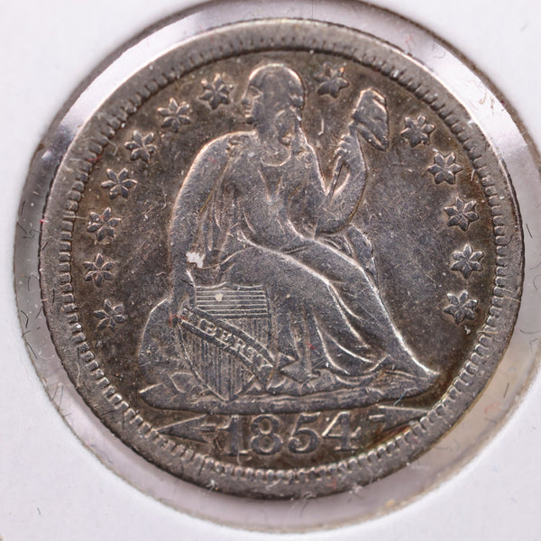 1854-O Seated Liberty Silver Dime., A.U., Details., Store Sale #19049