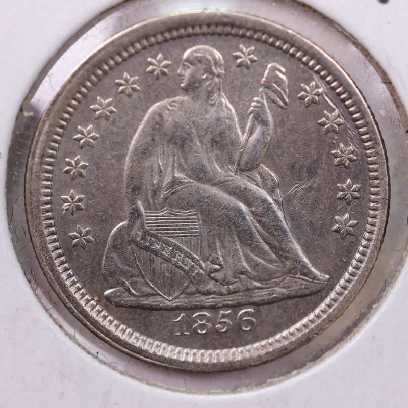 1856 Seated Liberty Silver Dime., UNC, Details., Store Sale