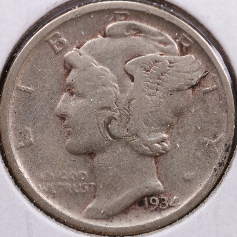 1934 Mercury Silver Dime, Very Fine Circulated Coin, Store