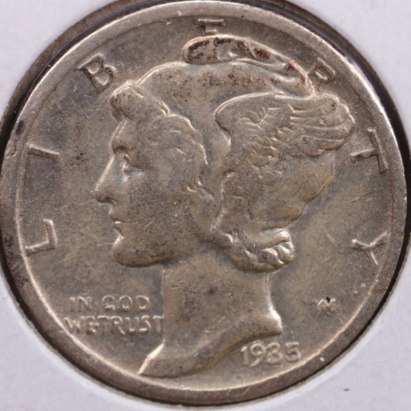 1935-S Mercury Silver Dime, About Uncirculated Coin, Store #DE0058