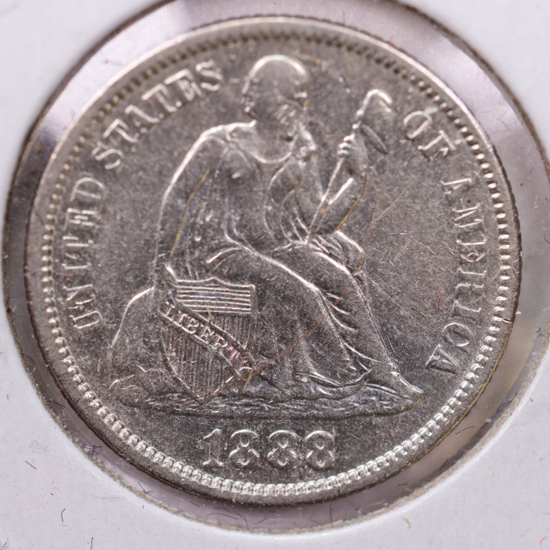 1858 Seated Liberty Silver Dime., UNC Details., Store Sale