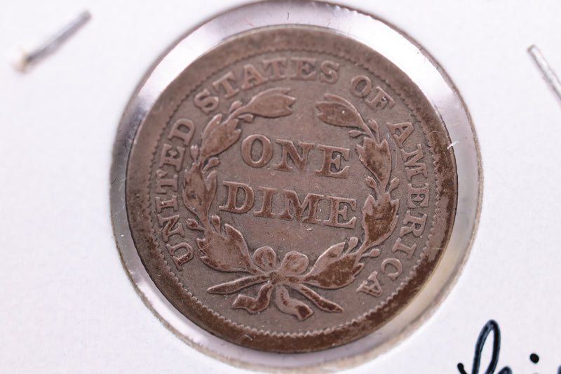 1858 Seated Liberty Silver Dime., Fine., Store Sale