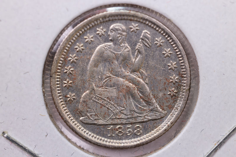 1858-O Seated Liberty Silver Dime., Mint State., Store Sale