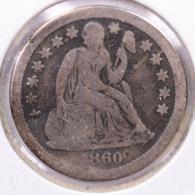 1860-S Seated Liberty Silver Dime., Fine Details., Store Sale