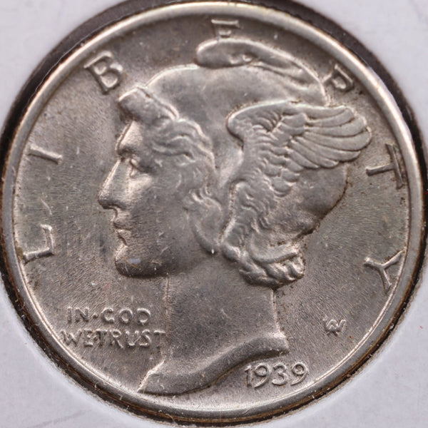 1939 Mercury Silver Dime, Mint State Uncirculated Coin, Store #DE0070