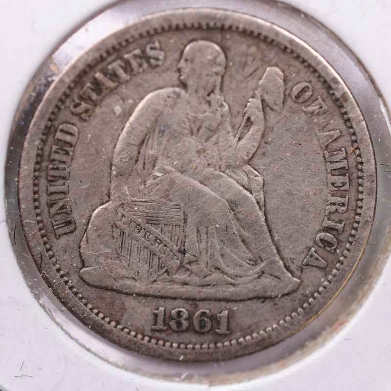 1861-S Seated Liberty Silver Dime., X.F., Details., Store Sale