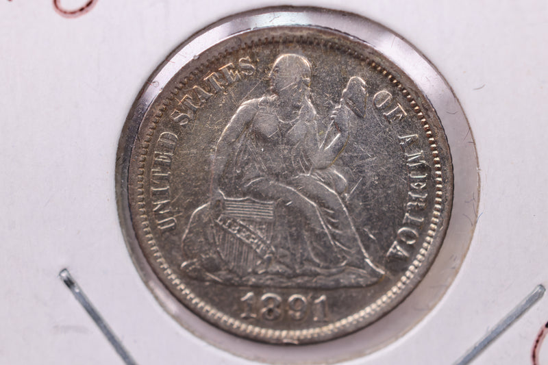 1891-O/S Seated Liberty Silver Dime., X.F.+., Store Sale