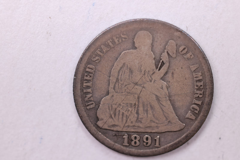 1891-S Seated Liberty Silver Dime., V.F., Store Sale