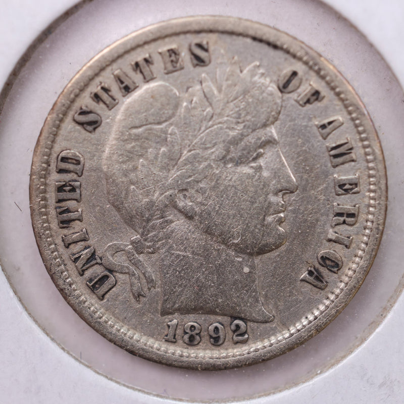 1892 Barber Silver Dime., V.F., Store Sale