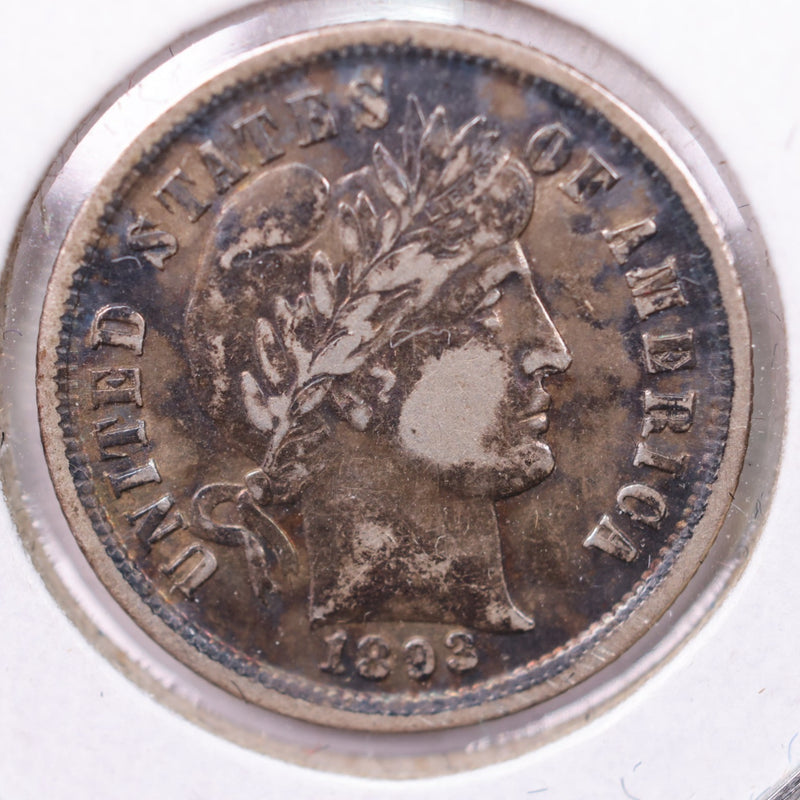 1893 Barber Silver Dime., V.F. +., Store Sale