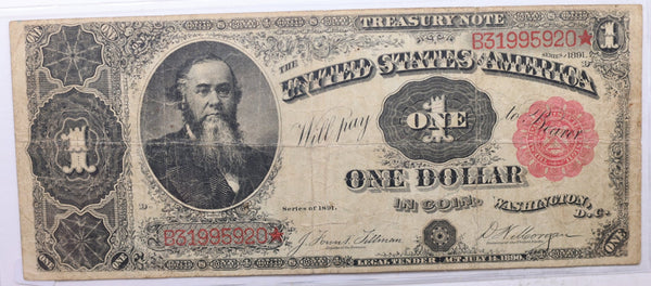 1891 $1., U.S. TREASURY NOTE., Fine Circulated Currency., Store #LNT003