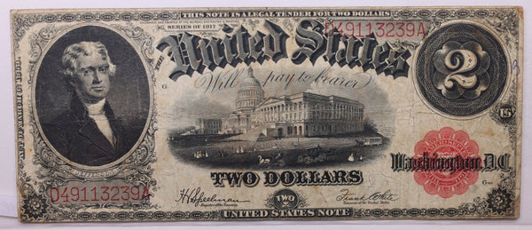 1917 $2., Large Legal Tender., Very Fine Circulated Currency., Store #LLT003