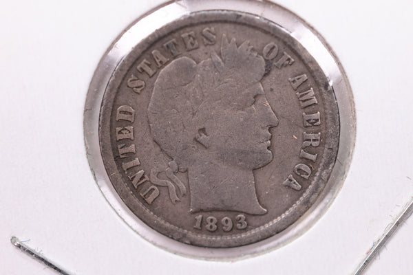 1893-S Barber Silver Dime., V.G., Store Sale #19215