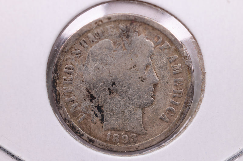 1893-S Barber Silver Dime., Good Detail., Store Sale