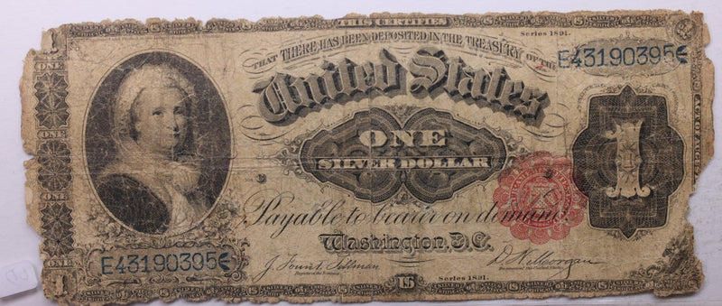 1891 $1, Large Silver Certificate., "MARTA"., Good Circ., Store