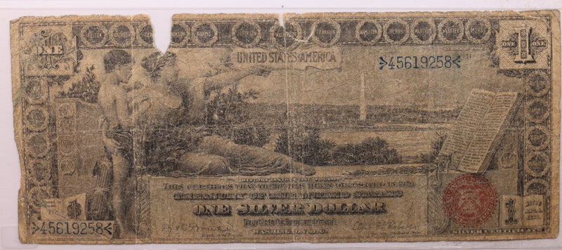 1896 $1 Silver Certificate., (Large)., "Educational"., Poor., Store