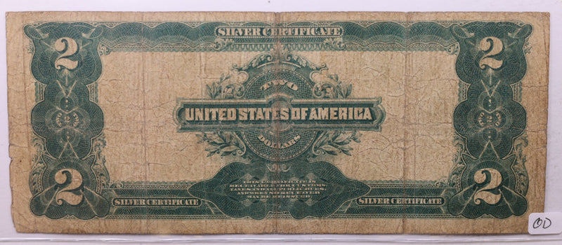 1899 $2 Silver Certificate., (Large)., Very Fine Circulated Note., Store