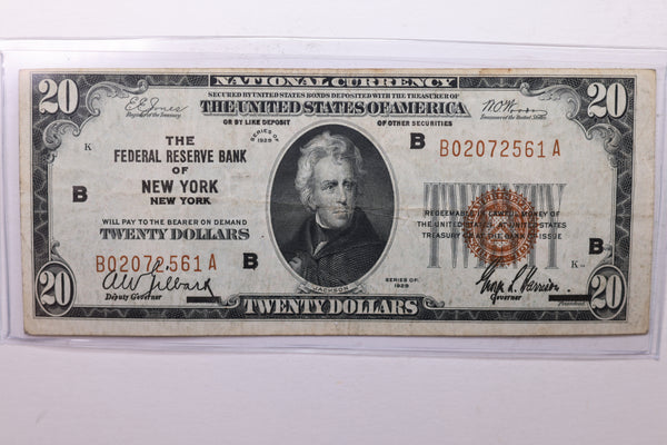 1929 National Currency., F.R.B. New York, N.Y.,  Circulated Note., Store #SNB003